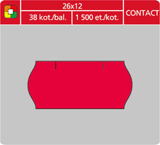 Etikety do etiketovacích kleští - 26 x 12 mm Contact / červená